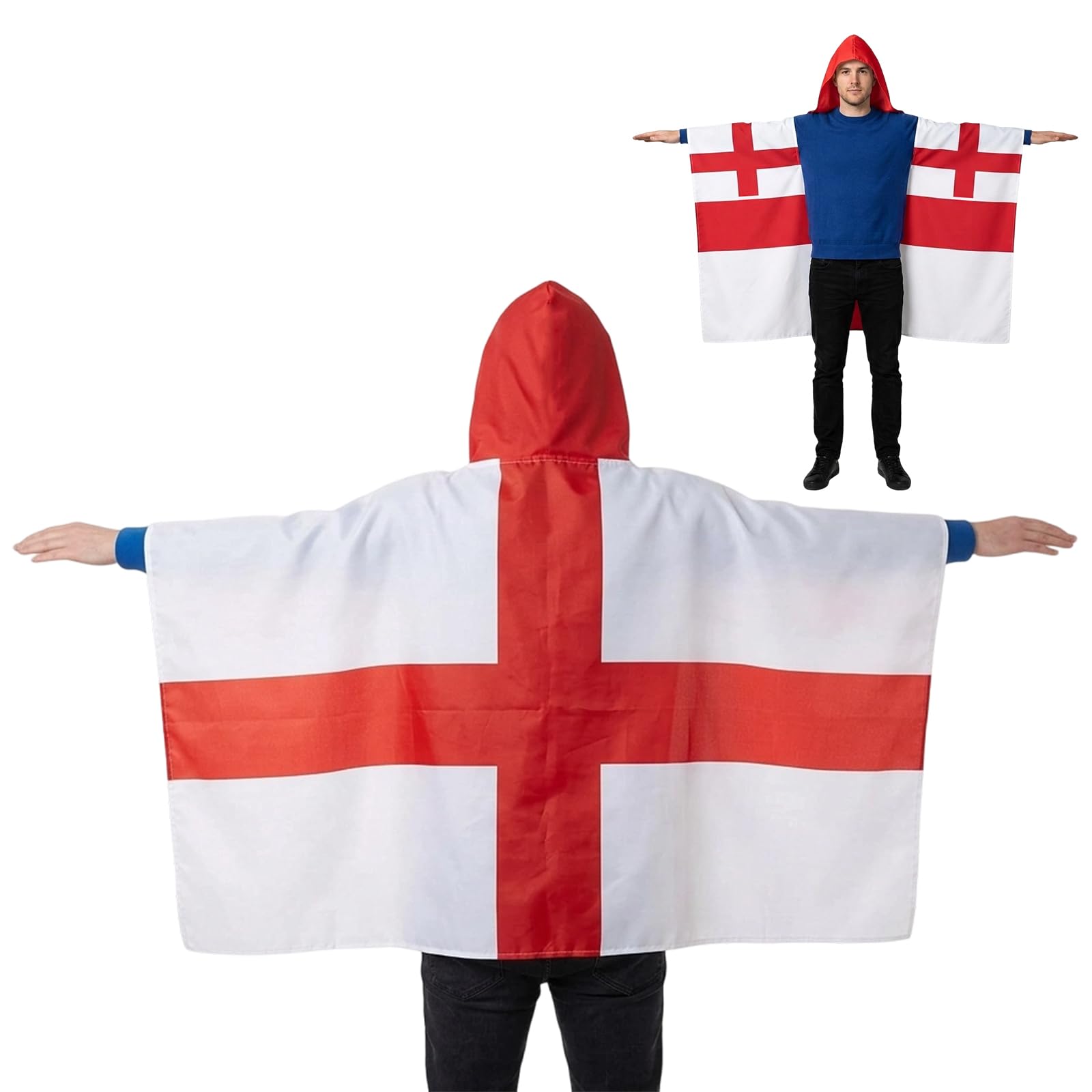 England Flag Hooded Cape for England fans, World Football 2026 Fan Wear, England World Football 2026 Merchandise for Sports Events, Parades & Festive Gatherings