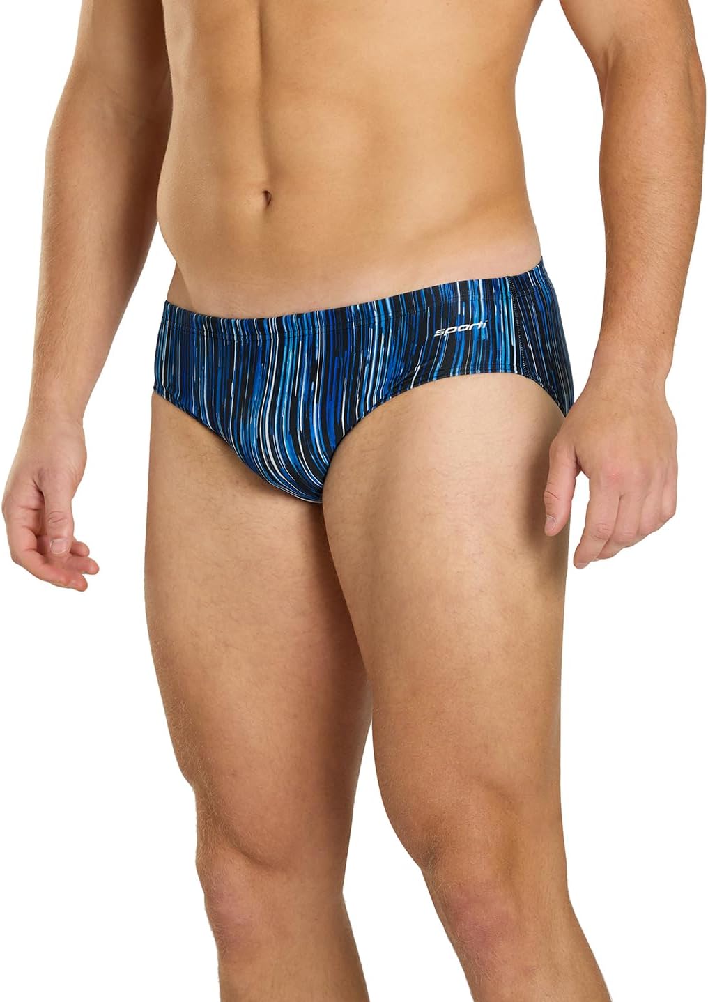 Sporti Boy's Swim Briefs - Printed Pattern, Chlorine Resistant, Quick Dry, UPF 50+ Adjustable Drawstring for Comfortable Fit