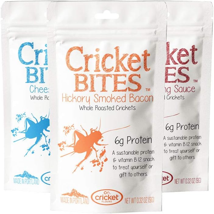 Cricket Bites: 3-Pack of Assorted Flavor Edible Insects (Made in Portland, Oregon) by Cricket Flours