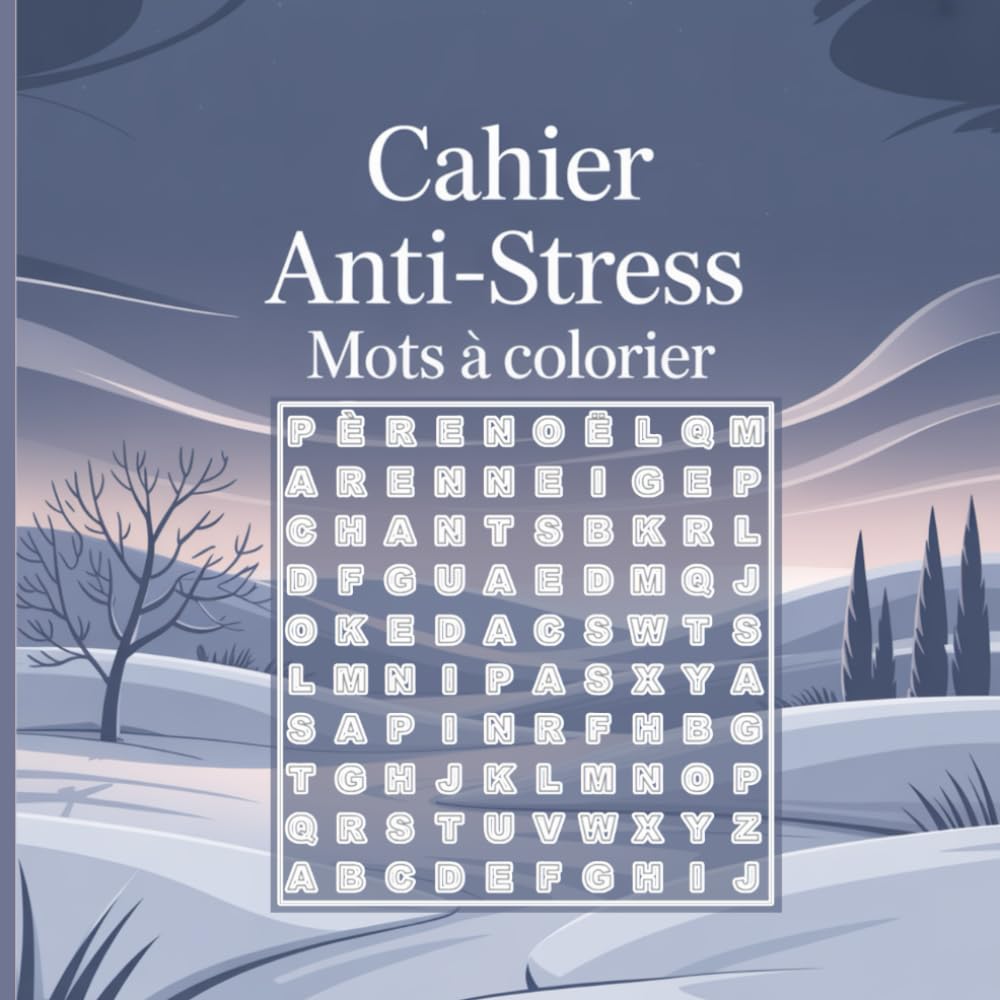 Cahier Anti-Stress: Mots à Colorier: Thérapie Créative Unique | Cherchez, Trouvez et Coloriez les Mots dans la Grille | CONTIENT des Exercices de Pleine Conscience et de Libération Mentale