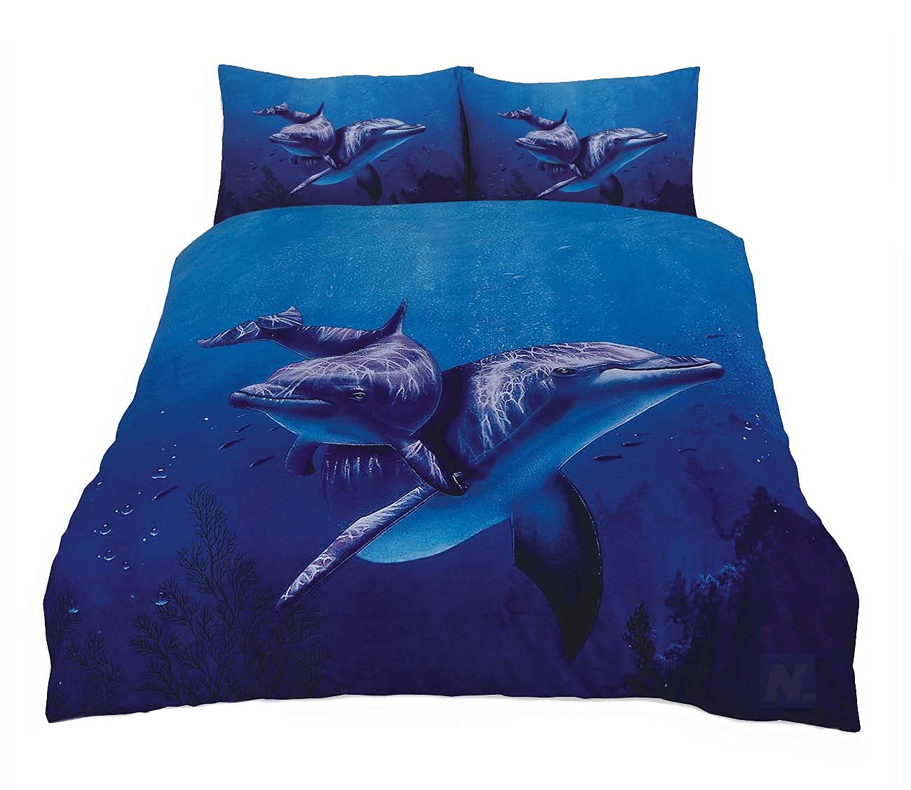 Northern Luxe Dolphin Northernluxe - 3D Duvet Cover Set Animal Effect For Children's And Adults Printed Quilt Bedding Set With Pillow Cases (, King)