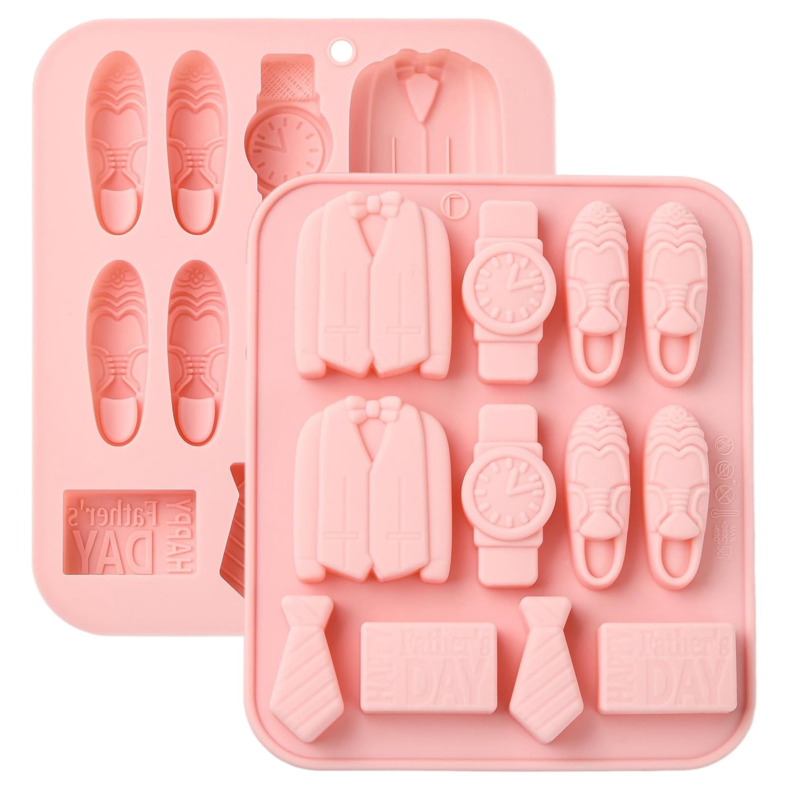 UR URLIFEHALL 2 Pcs Father Day Silicone Moulds Suit Tie Watch Shape Chocolate Moulds for Cake Decorations Fondant Candy Biscuit DIY Crafts — image 1