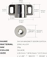 Vista 2 de Paquete de 8 cierres magnéticos para puerta de gabinete con imán de neodimio, pestillo magnético para gabinete, cierre magnético de hardware