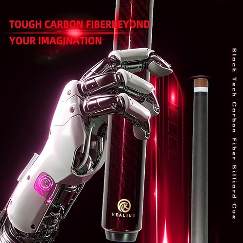 Miniatura 7 de Taco de billar con eje de fibra de carbono 100% de 58" 19-20oz junta 12 de fibra de carbono, taco de pool con punta de 12.5mm12.4mm (Unilock)