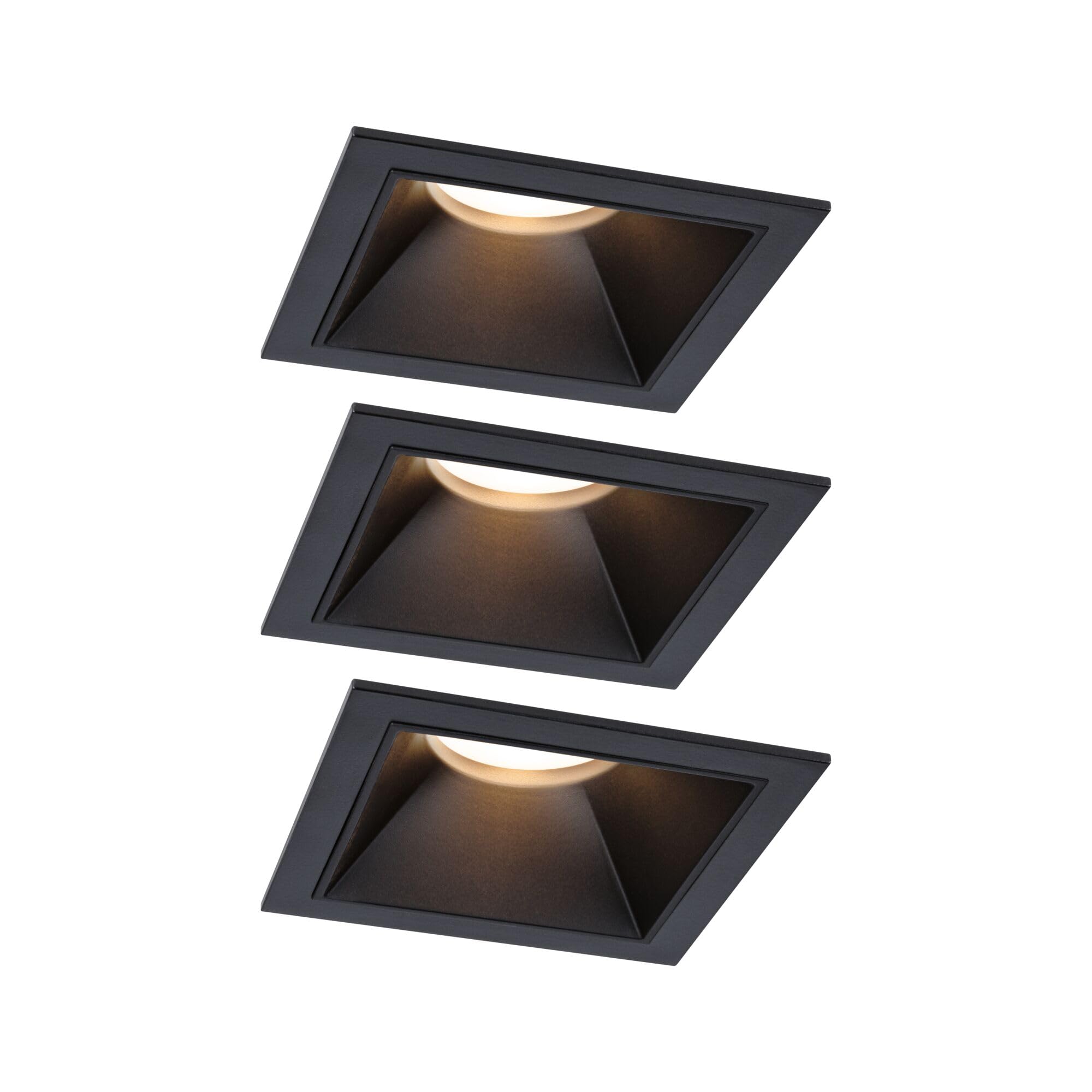 Paulmann 93125 - Foco empotrado (LED, 3 unidades, IP44, cuadrado, 88 x 88 mm, 3 x 6 W, 3 x 470 lm, 230 V, 2700 K, color negro