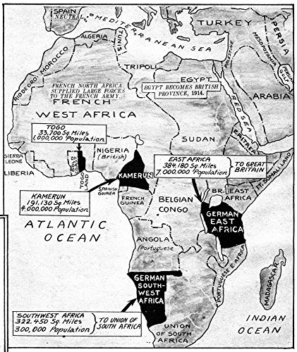 World War I Map C1919 Nformer German Territories Taken Under The Terms Of The Treaty Of Versailles Map C1919 Poster Print by (24 x 36)