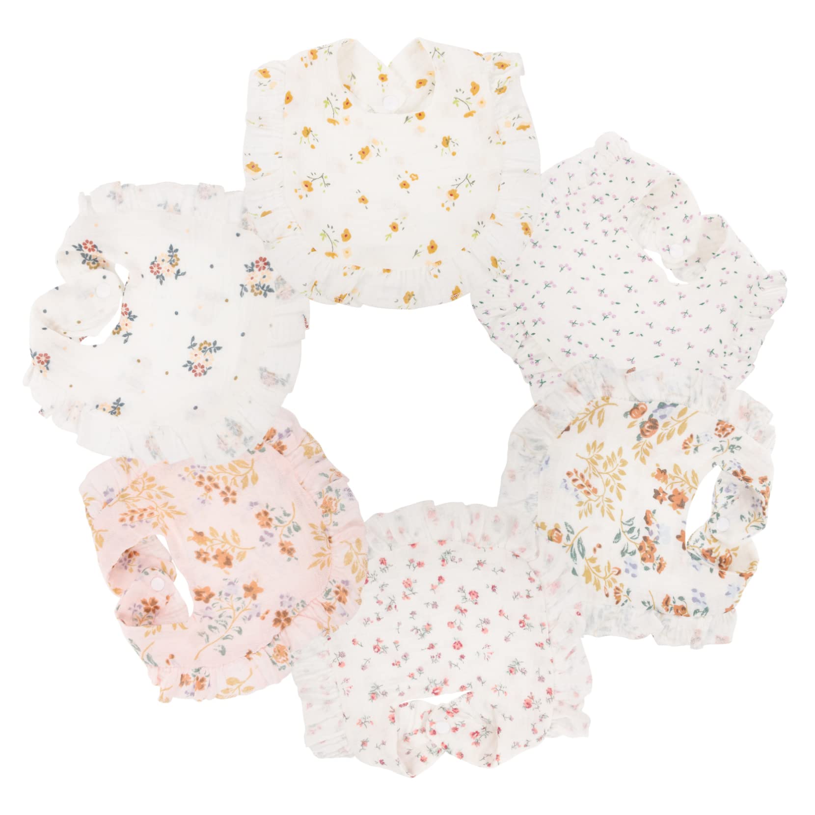Abaodam 3 Set Di Bavaglini Per La in Cotone Per Neonati Bavaglini Per L'alimentazione Lavabili E Riutilizzabili Con Design Arricciato Per Bambina 6 Pezzi*3