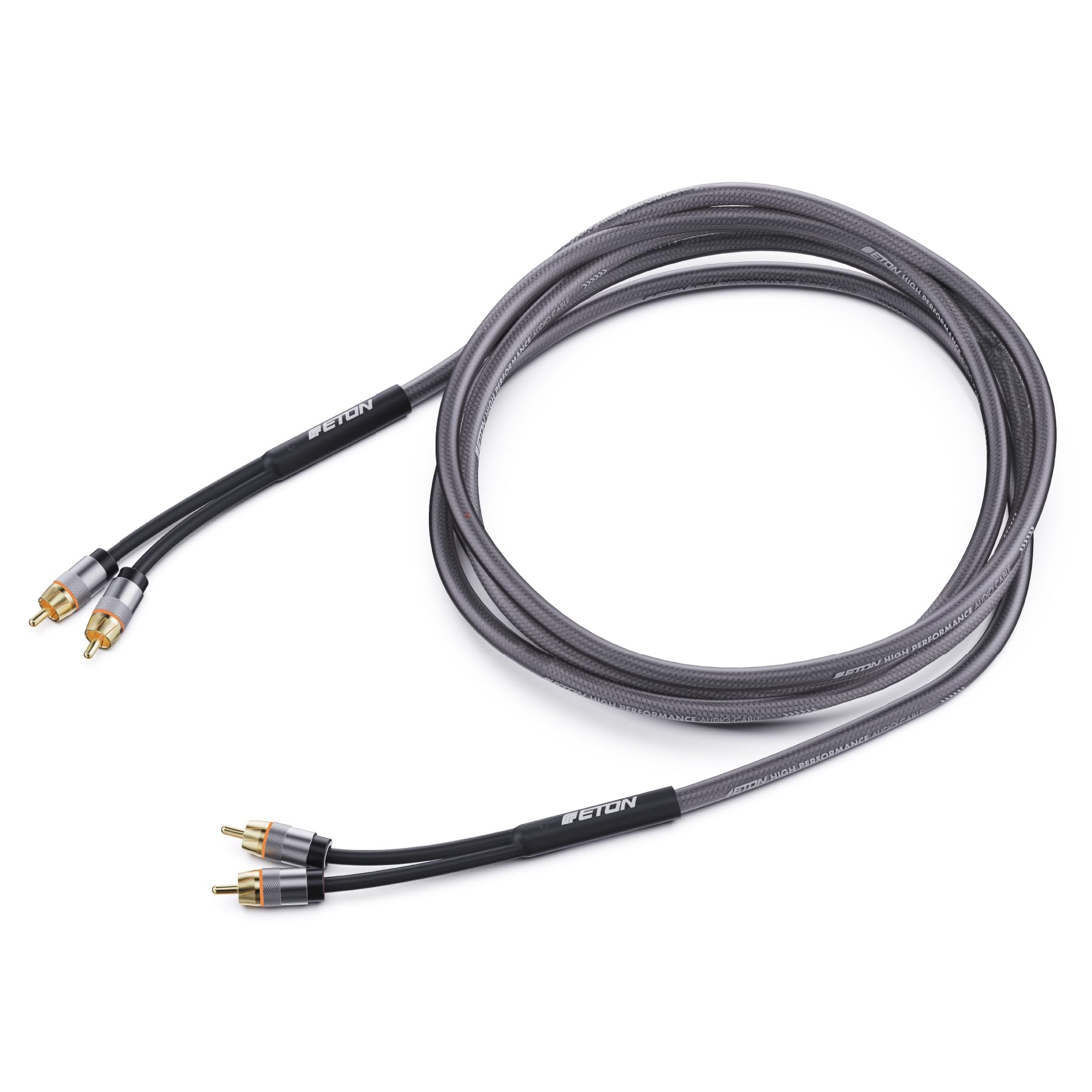 ETON RCA 2U-55 - Cavo RCA High End a 2 canali OFC 5,5 m | Audiophiles - Cavo audio RCA per amplificatore auto, radio, Head Units, 2 maschio a 2 maschi, cavo audio RCA a RCA