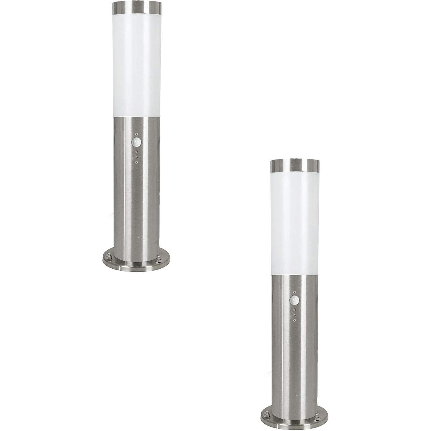 Loops 2 Pack Ip44 Outdoor Bollard & Pir Sensor Stainless Steel 450Mm Lamp Post Light