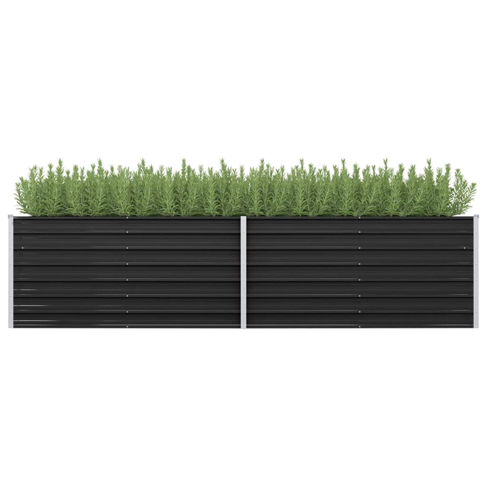 IKAYAA Raised beds for garden vegetables Metal Outdoor Elevated Planter Box Galvanised Outdoor Planter Flower Pot for Herbs and Vegetables Use for Patio Garden Balcony-anthracite-320 x 80 x 77 cm