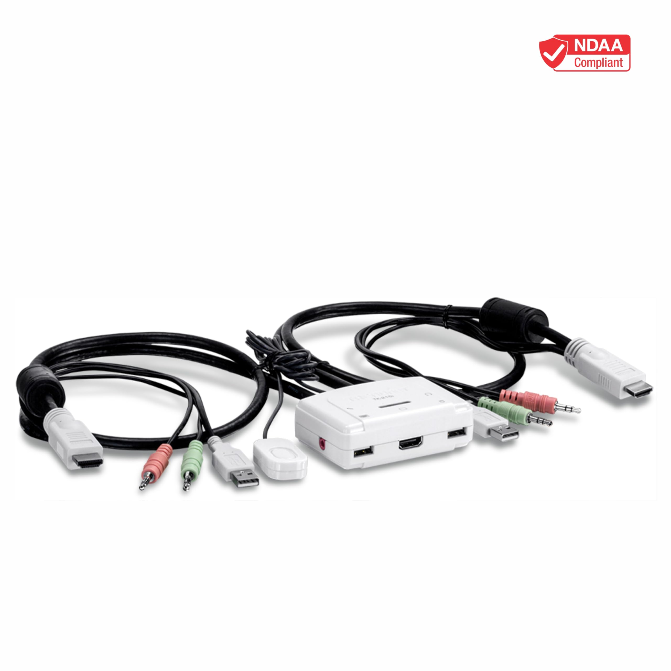TRENDnet, TK-215I, Commutateur KVM HDMI à 2 ports, contrôle 2 ordinateurs avec un ensemble de commandes de console, Full HD 1080P, HDMI et audio analogique 3,5 mm