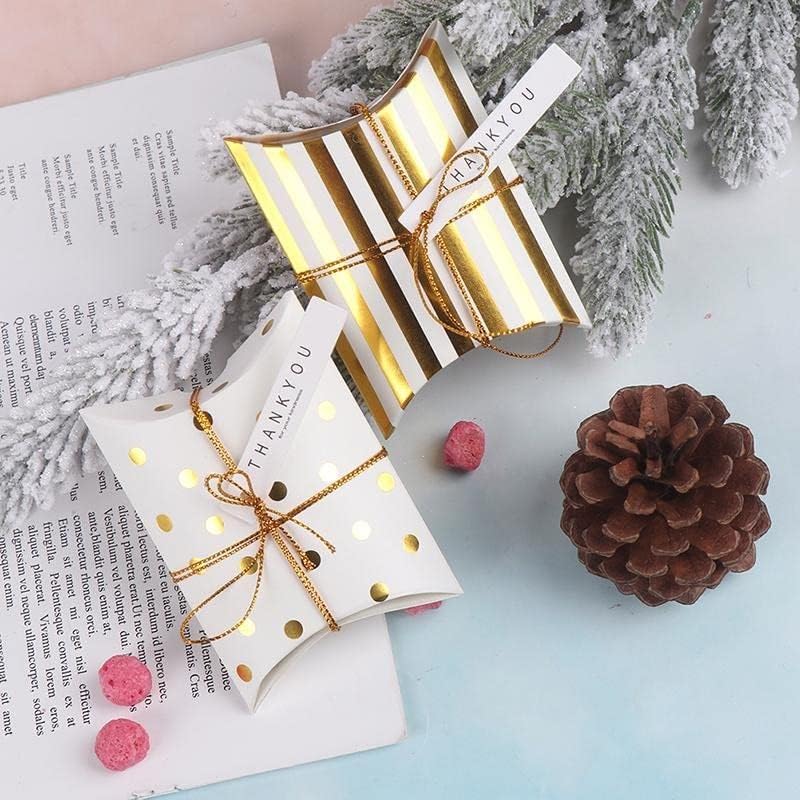 Image of SATYAM KRAFT 60 Pcs Golden Decorative Folding Paper Gift Boxes | For Wedding Return, Birthday, Engagement, Function Return Gifts | Fancy Packaging for Chocolates, Dry Fruits (White & Golden)