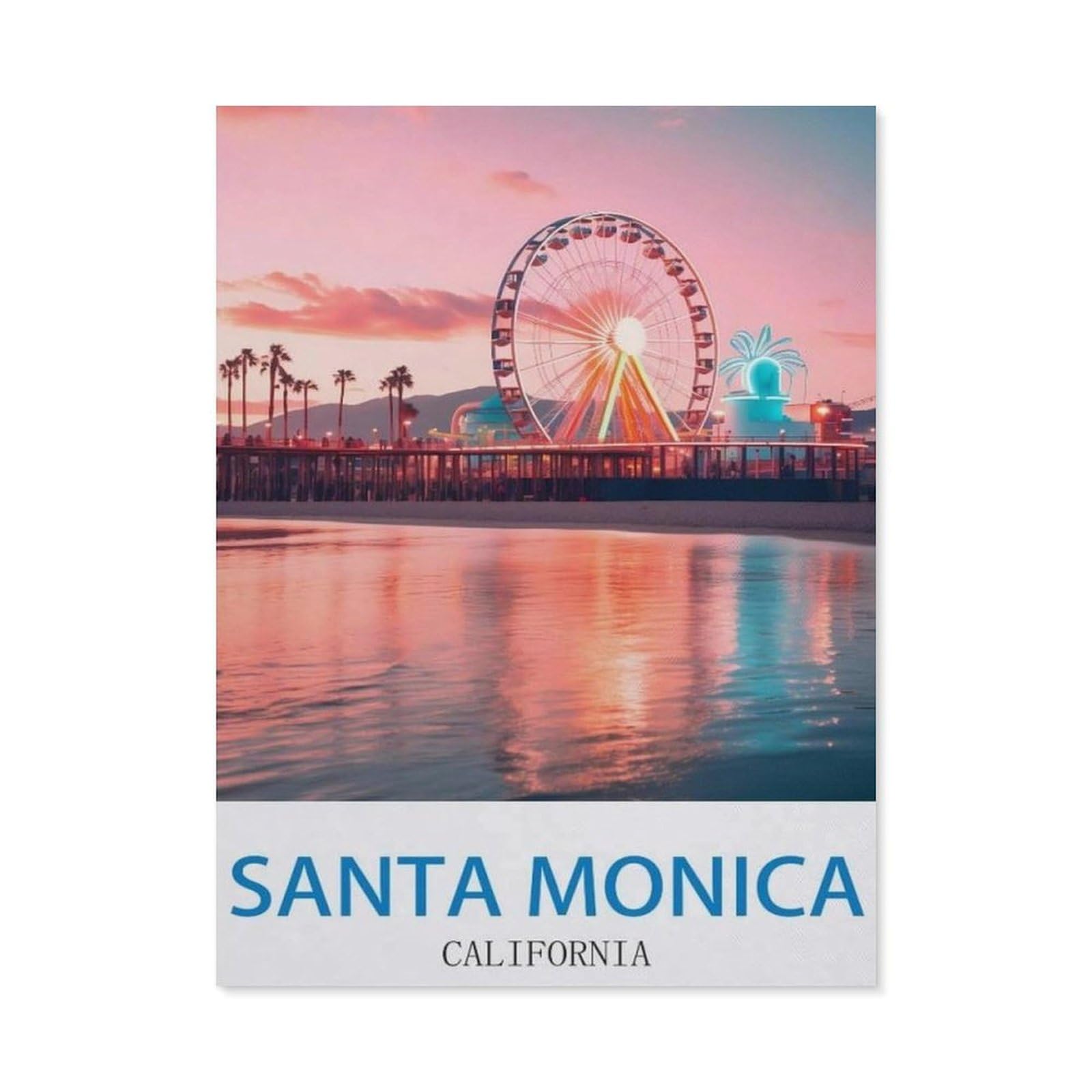 Beayodkp A22 Diy Oil Painting Paint By Number Kit，Santa Monica California，Diy Painting By Number Kits Oil Paint Drawing Canvas Home Decor Gift(40X50cm) 15.7X19.6 Inches-Ee28