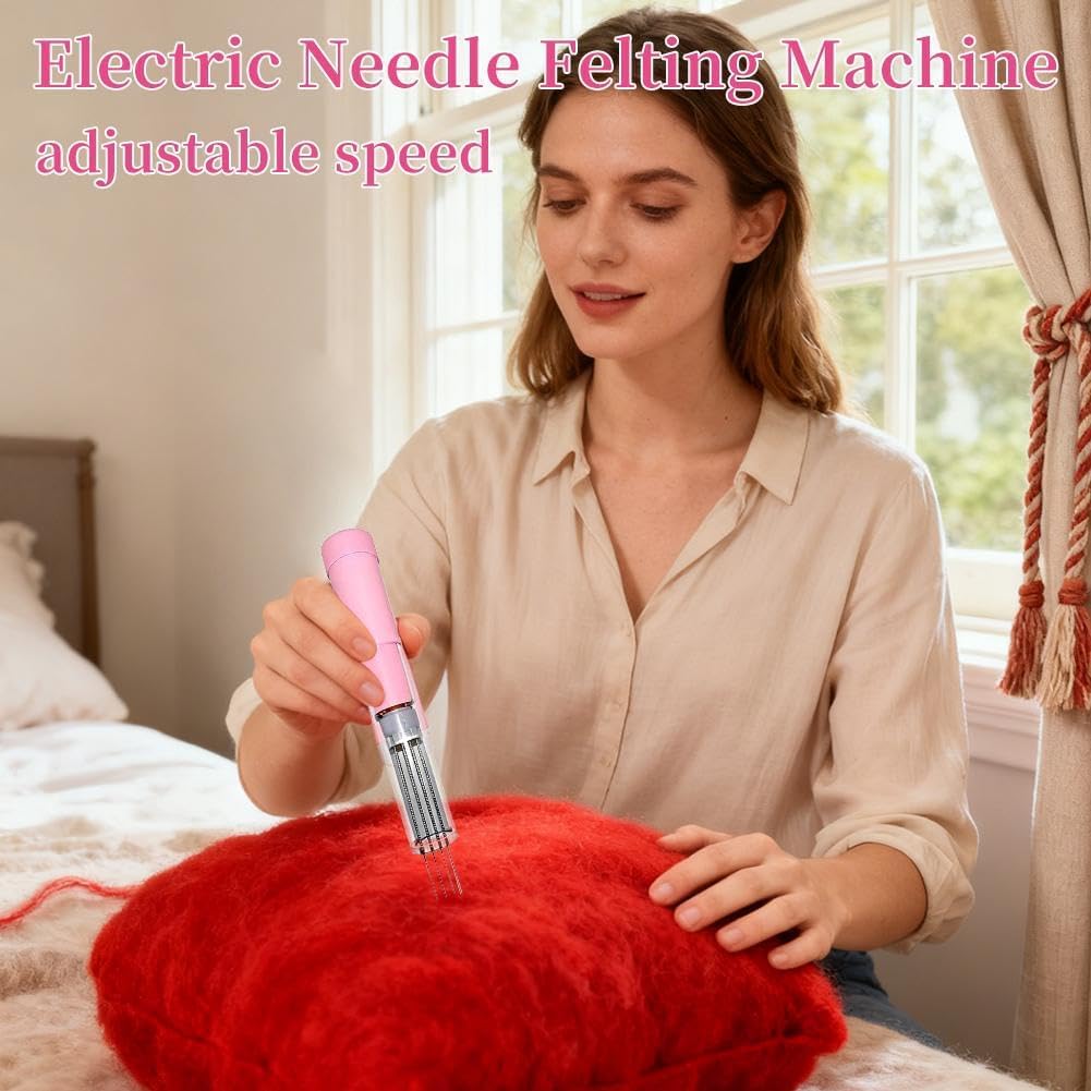 Máquina Eléctrica Para Fieltro Con Aguja, Herramienta De Fieltro De Lana De 7 Agujas Con Velocidad Ajustable, Kit De Herramientas Automáticas Para Esculpir Lana, Ideal Para Manualidades De