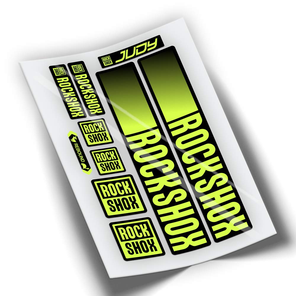 REF:VP443 Rock-Shox JUDY Fork Compatible Stickers 2021,2022,2023,2024 MTB, stickers, stickers, decals for mountain bikes. (FLUOR YELLOW)