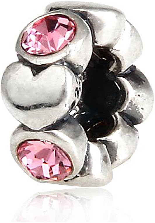 Everbling Love Heart Birthday Birthstone 925 Sterling Silver Bead Fits European Charm Bracelet