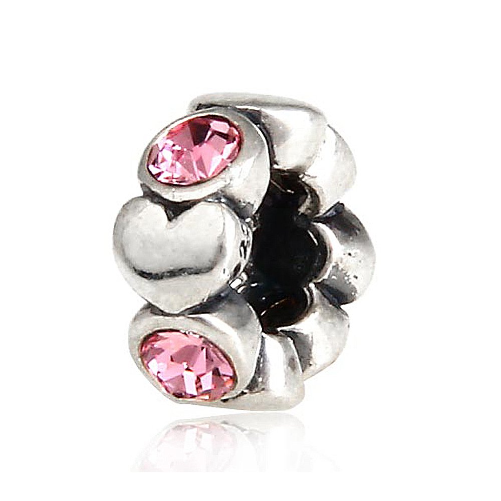 Everbling Love Heart Birthday Birthstone 925 Sterling Silver Bead Fits European Charm Bracelet