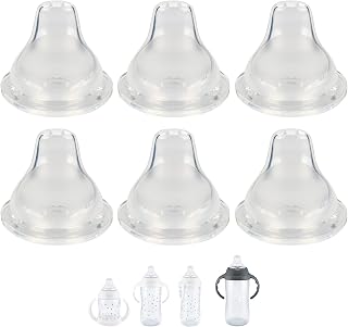 6 Count Replacement Silicone Spout Compatible with NUK, Soft Spout Replacement for NUK Active and Learner Cups, Soft 100% Silicone Sippy Cup Nipples,6m+