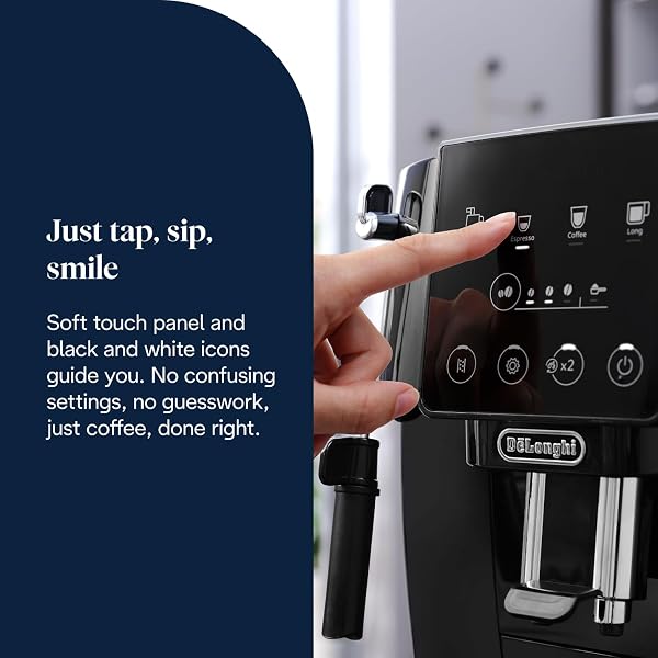 De'Longhi Magnifica ECAM222.20.B, Automatic Coffee Machine with Milk Nozzle, Bean to Cup Espresso Machine with 4 One-Touch Recipes, Soft-Touch Control Panel, 1450W, Black - 5