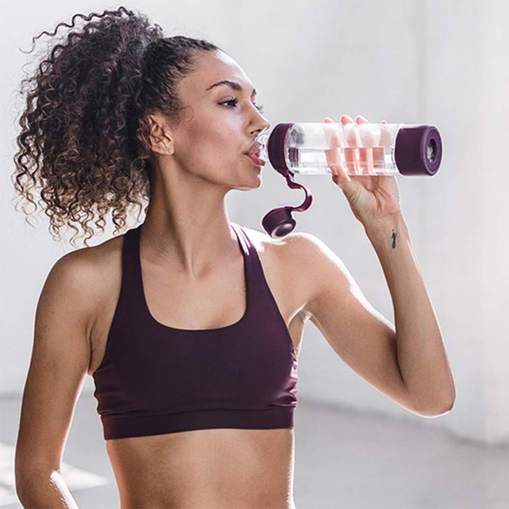 BlenderBottle Mantra Shaker Per Frullati Di Proteine, Bottiglia Per Acqua, Borraccia In Vetro, Con Blenderball, Unisex – Adulto, Plum, 590