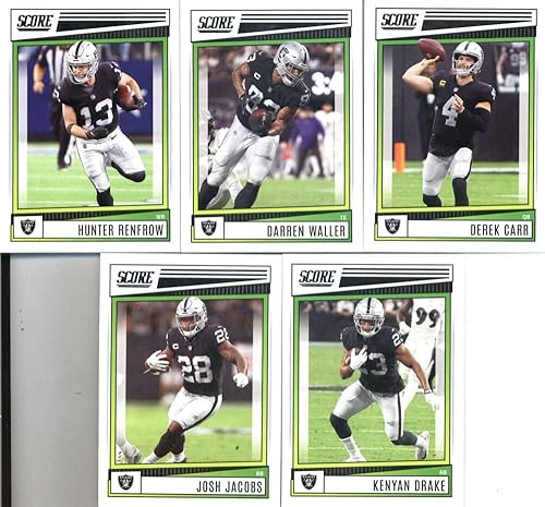 2022 Score Veteran Las Vegas Raiders Team Set of 10 Cards Hunter Renfrow(#123), Darren Waller(#124), Derek Carr(#125), Josh Jacobs(#126), Kenyan
