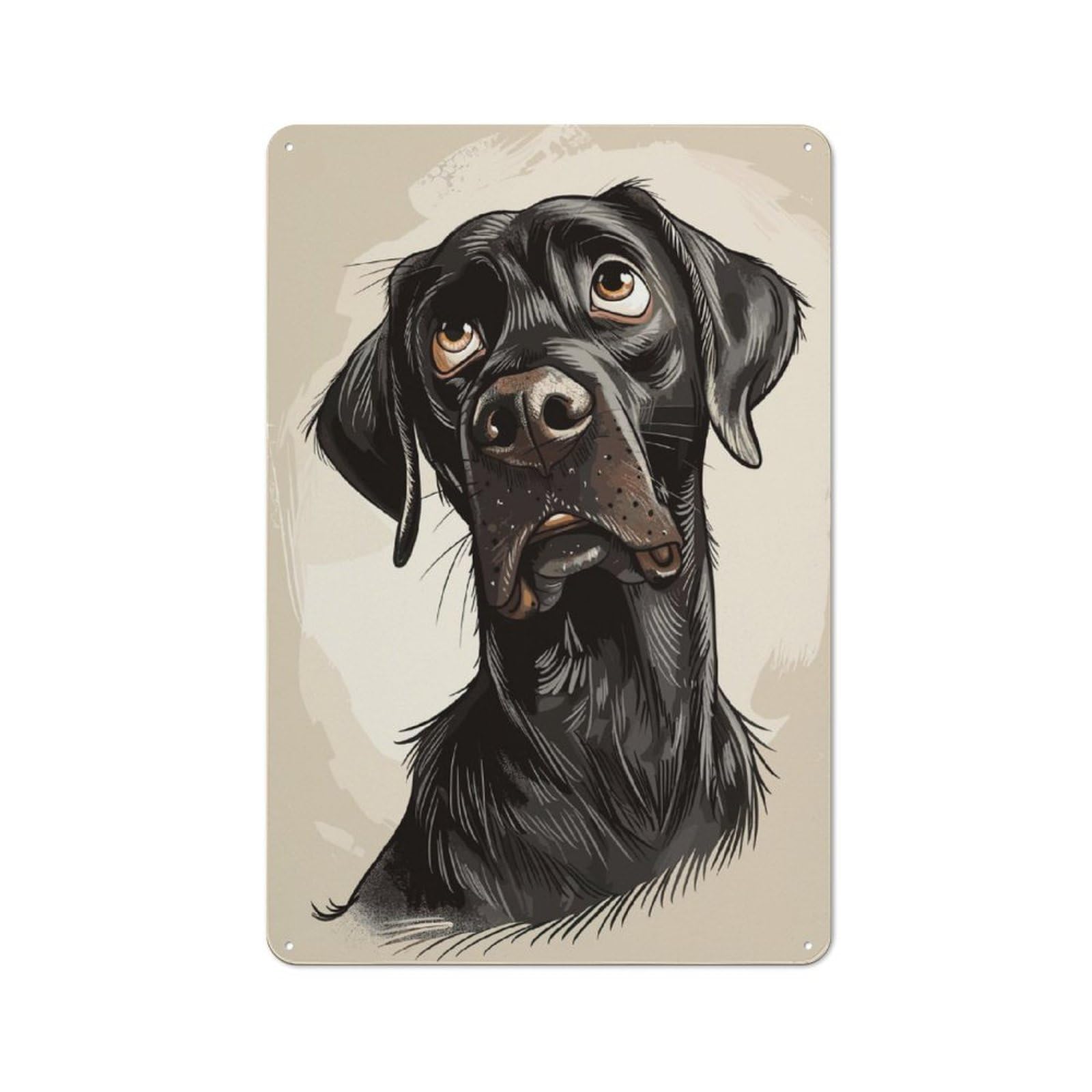Junmoney Black Labrador Retriever Metal Plaque 30X20cm With For Hallway Wall, Rustic Decor, For Garage, Workshop And Man Cave Decoration
