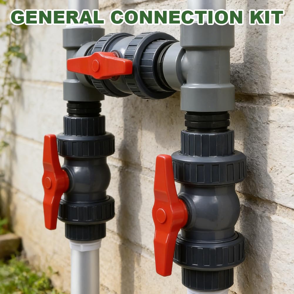 Bypass Pool Set, Wärmepumpen Anschluss Set, Ø 50 mm Wärmepumpe Pool Anschluss Set, Adapter für Pool Heizung mit 32mm 38mm Schläuchen, Steuerung der Wasserzufuhr für eine optimale Temperaturregulierung