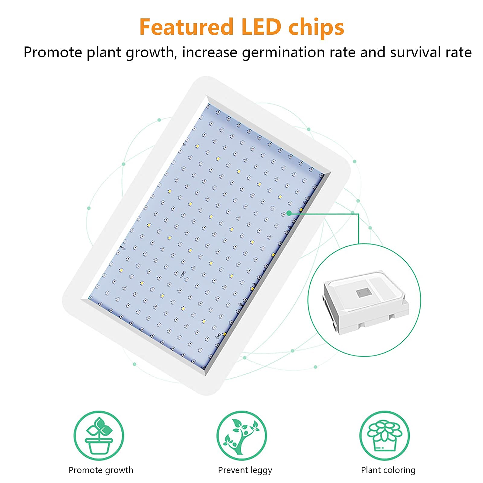 Luces LED de espectro completo para el cultivo de Lámpara LED de cultivo de espectro completo ajustable con disipación de calor de 415 x 200 x 40 mm for interiores, 312/216 LED(216 pcs)