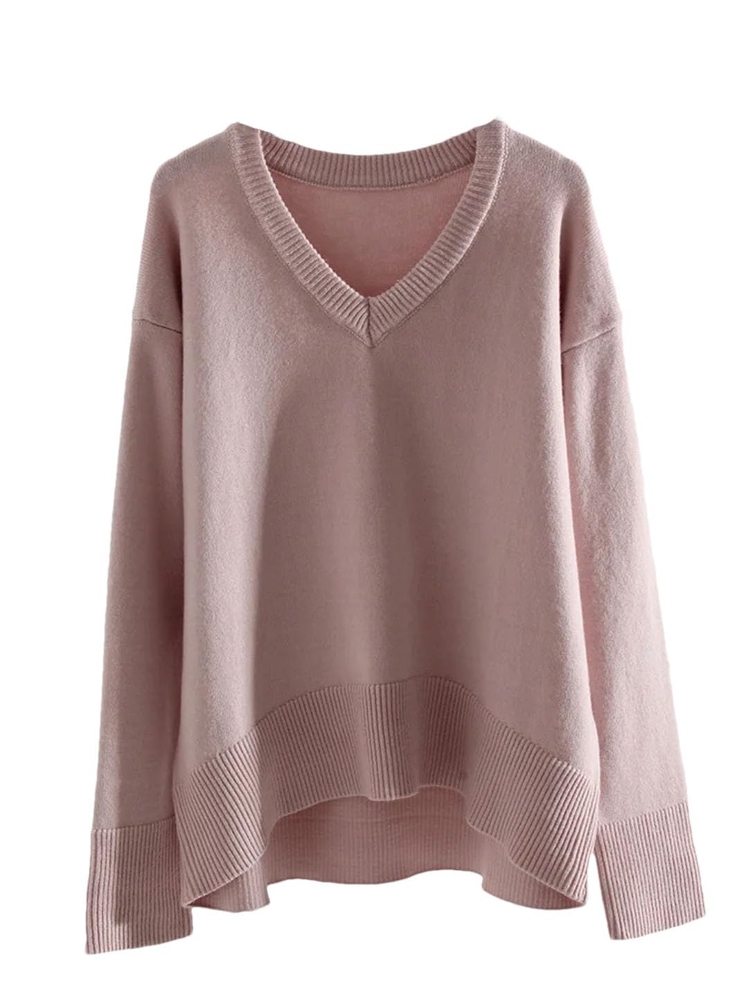 Damski sweter z dzianiny z dekoltem w serek, luźny sweter na co dzień, dzianina, ciepły sweter oversize