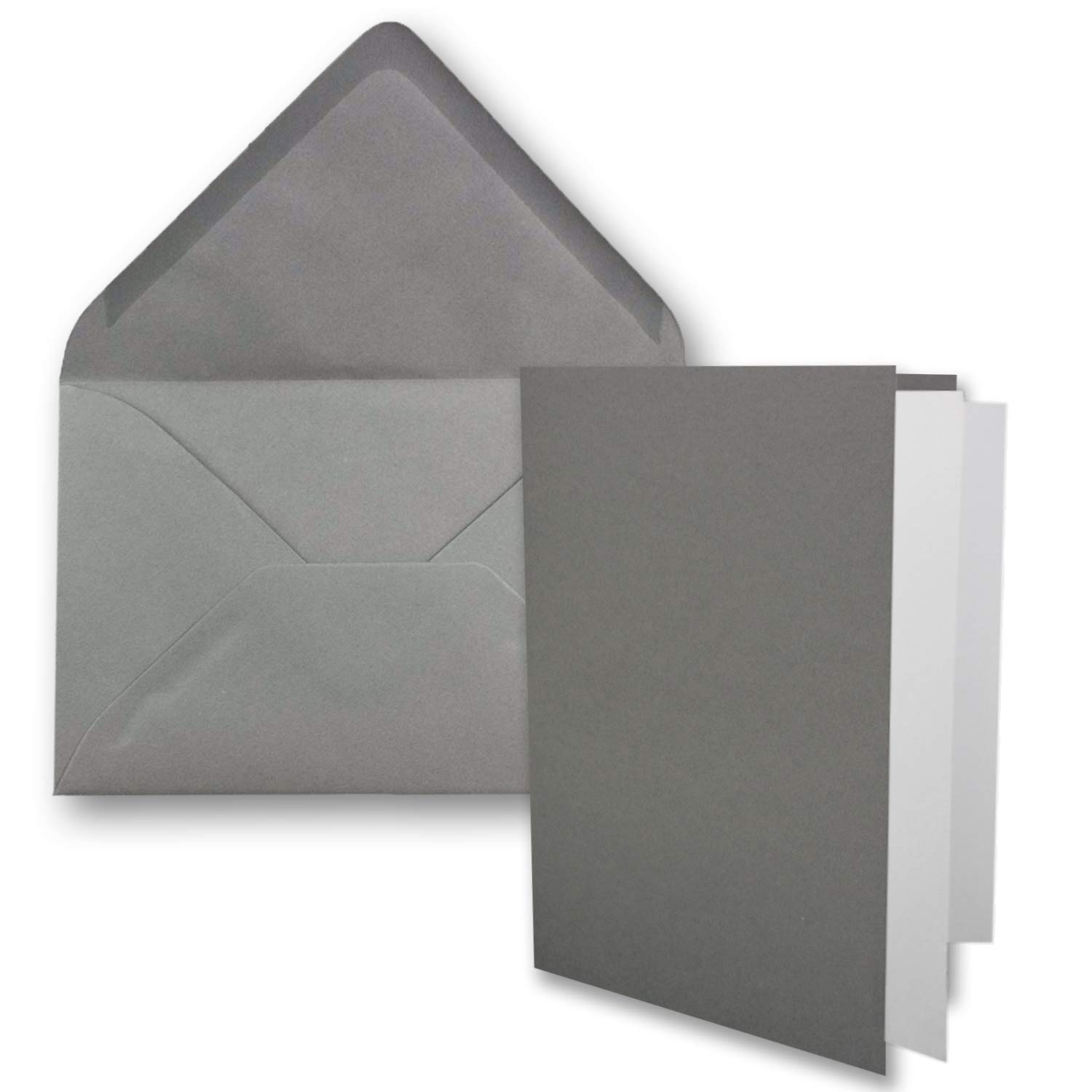 Set 200 biglietti pieghevoli DIN B6 - grigio grafite - 115 x 170 mm - 11,5 x 17 cm - biglietti doppi con buste e carta interna - FarbenFroh di GUSTAV NEUSER