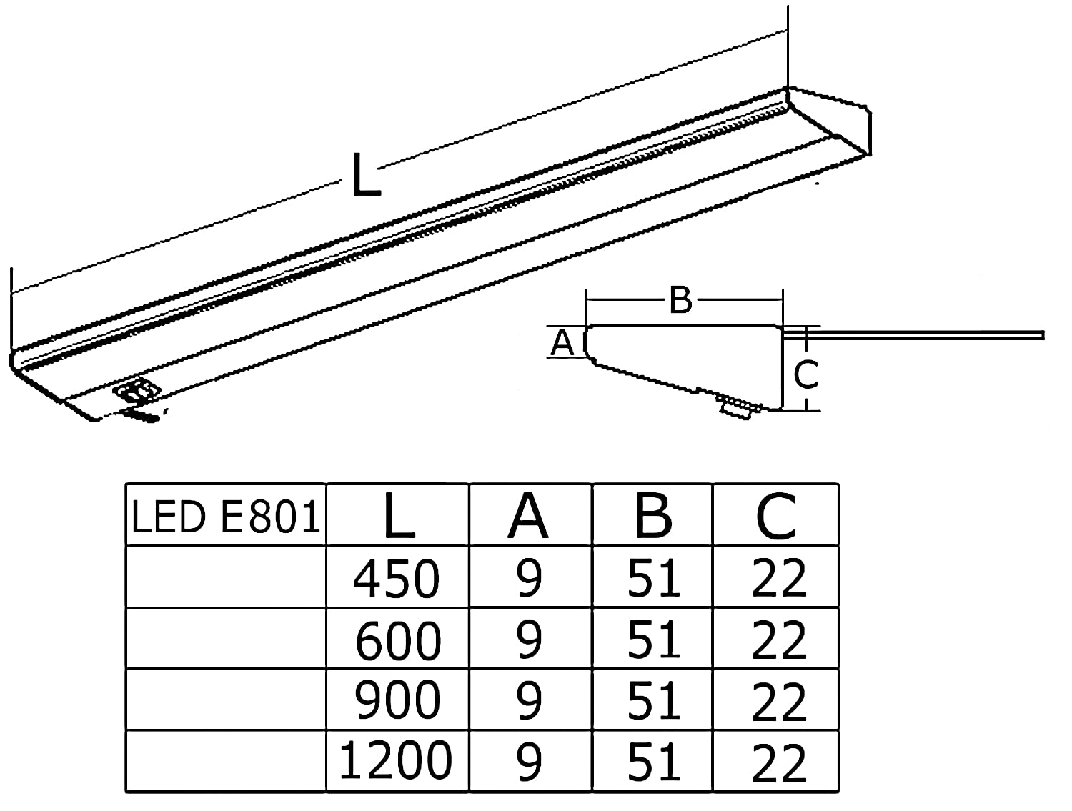 Thebo LED E 801 Unterbau Einzelleuchte 3000 K in SCHWARZ (8, watts)