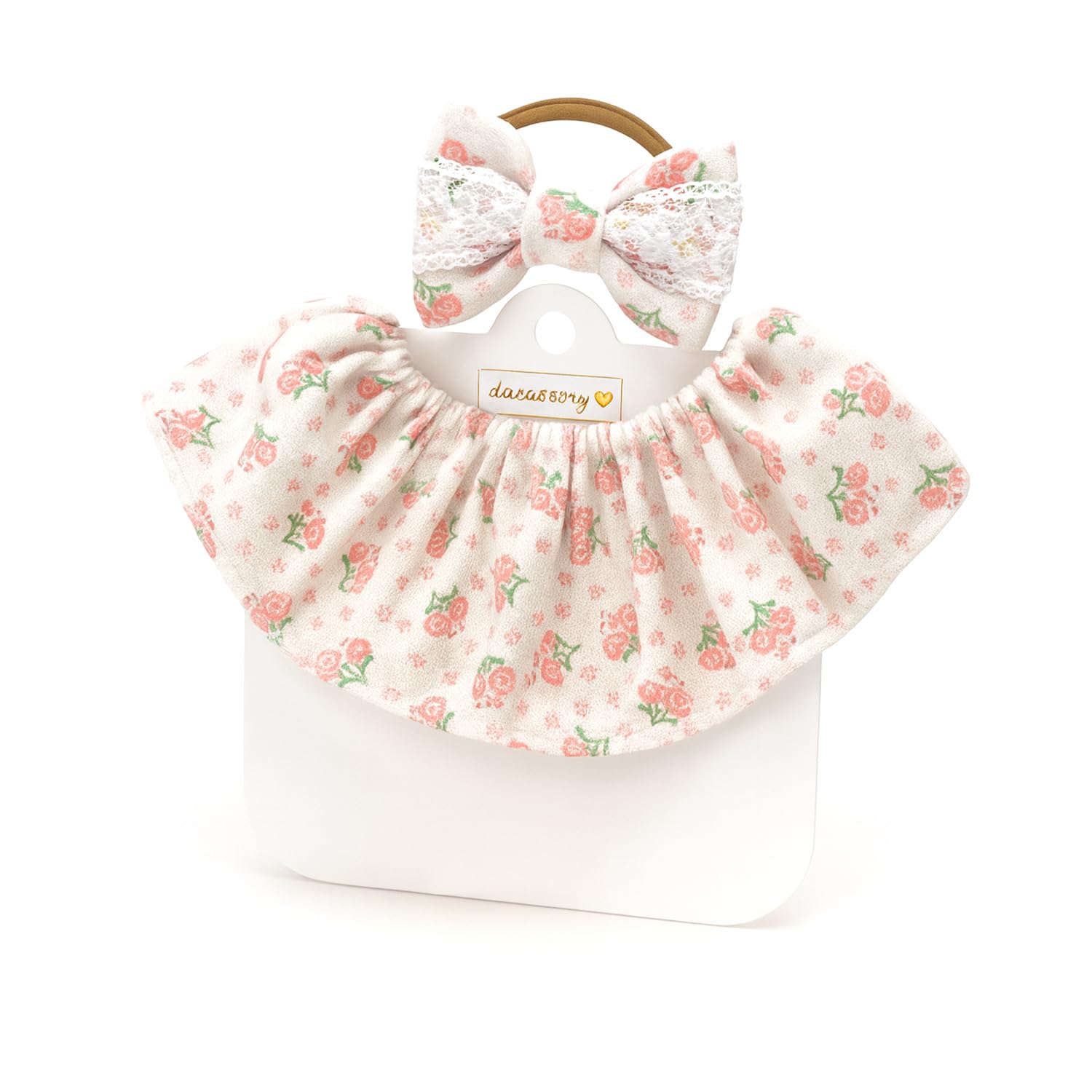SYGA Baby Bibs with Bow Headband Set for Girls | Soft Cotton Pink Floral Print | Newborn to Infant Dribble Bib & Matching Hairband | Comfortable, Absorbent Baby Feeding Accessory-image-18