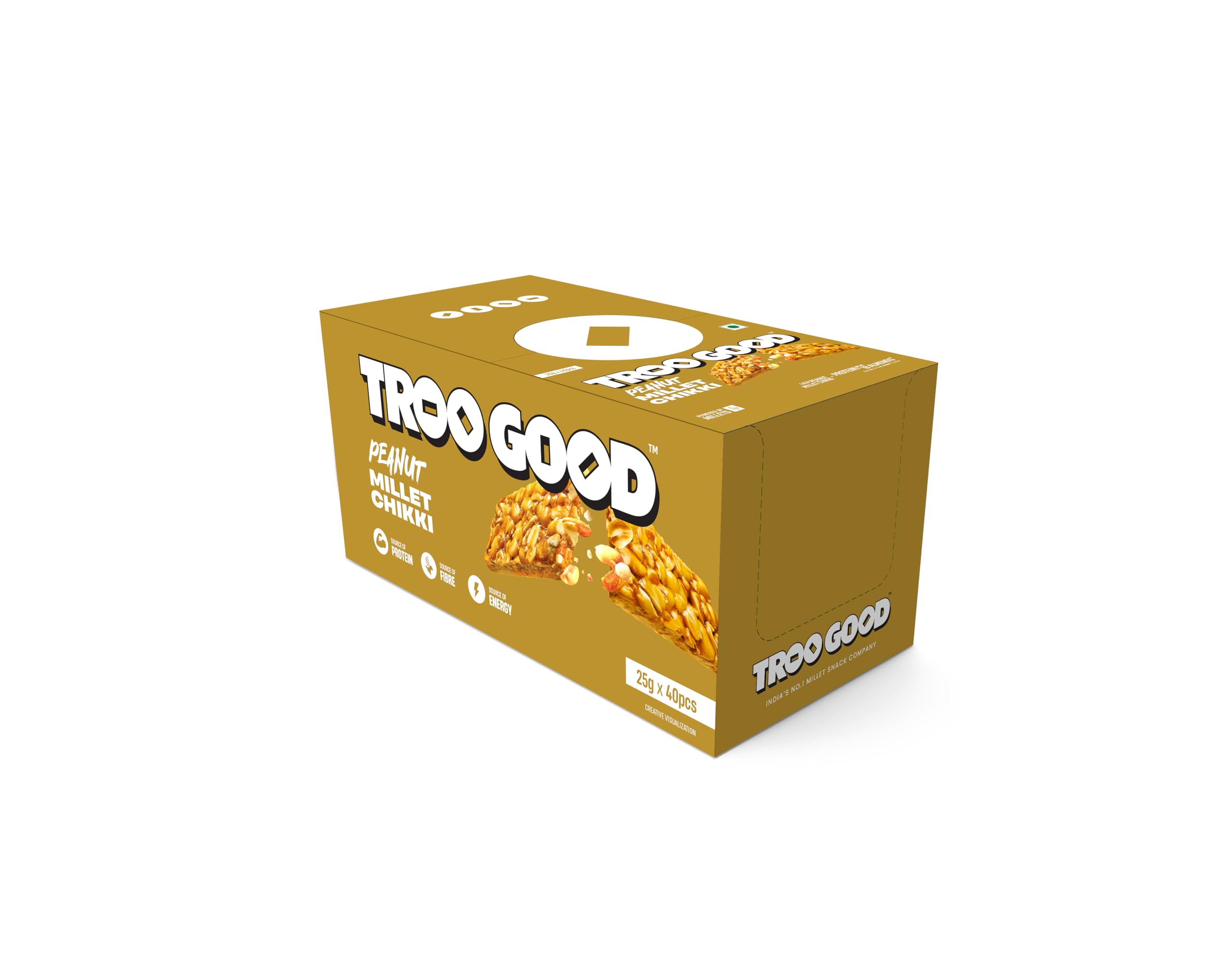 TrooGood Peanut Millet Chikki | Gajak | Jaggery Peanut chikki Healthy Indulgence: No Preservatives, No added colors, Just Pure Goodness, Rich in Fibre and Protein. (Pack of 40-25g Each) (B0B4JRWKV5) Amazon Price History, Amazon Price Tracker