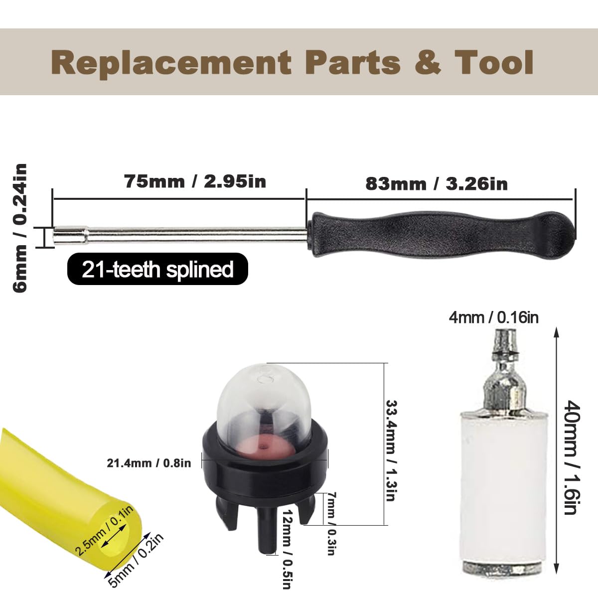 ZAMDOE Carburateur pour Husqvarna 584901401 525L 525LS 525LST 525ES 325HE3 325HE4 525RXT débroussailleuse avec ampoule d'amorçage, filtre à carburant, outil de réglage du carburateur