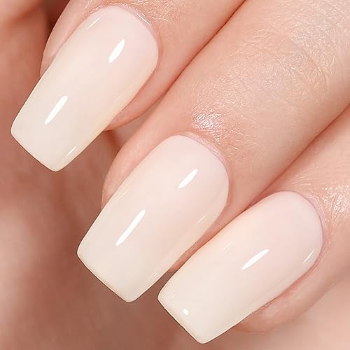AILLSA - Esmalte de uñas de gel color blanco beige, esmalte de uñas de gel semipermanente, UV, esmalte de uñas de gel color neutro para arte de