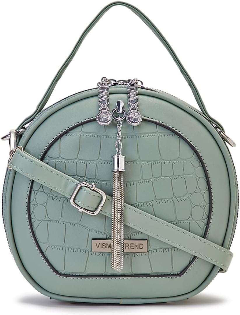 VISMIINTREND Stylish Vegan Leather Sling Hand Bag for Women | Shoulder Bags | Satchel | Boston | Side | Ladies Purse | Office| Travel | Birthday | Wife | Christmas | Gift |Cat_Green