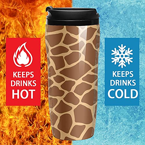 Vaso de viaje de jirafa animal Taza de café de plástico con tapa doble pared aislada con diseño patrón de impresión taza - Imagen 5