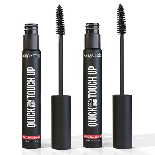 Orgatre Quick Gray Hair Touch Up Stick 4.5ml | Instant Gray Coverage for Men & Women | Semi Permanent | Black Color | Smudge-Proof & Long-Lasting | Ideal for All Hair Types | Enriched with Almond & Olive Oil (Black 4.5ml, Pack of 2)