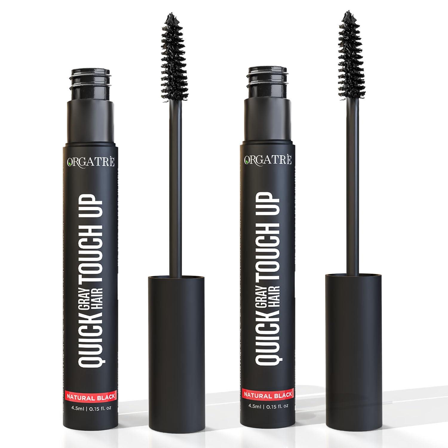 Orgatre Quick Gray Hair Touch Up Stick 4.5ml | Instant Gray Coverage for Men & Women | Semi Permanent | Black Color | Smudge-Proof & Long-Lasting | Ideal for All Hair Types | Enriched with Almond & Olive Oil (Black 4.5ml, Pack of 2)
