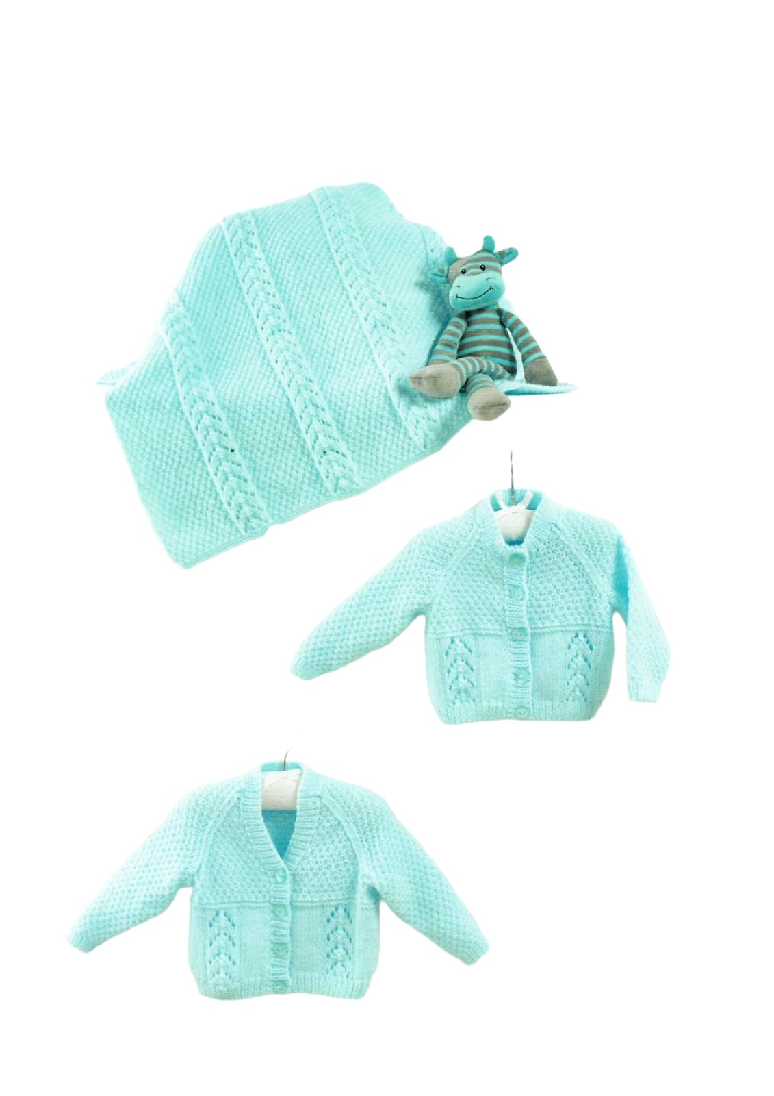 James Brett Double Knitting Pattern Baby Round or V Neck Cardigan & Blanket (JB515)