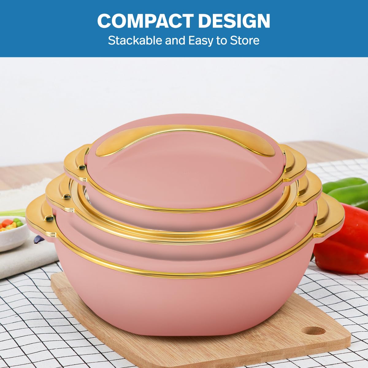 Amazon.com: Pinnacle Insulated Casserole Dishes with Lid 3 pc Set