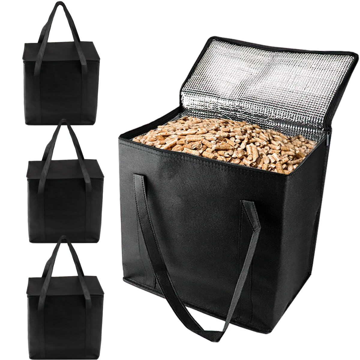 3Pcs Wood Pellet Storage Bag-Smoker Pellet Dispenser Waterproof Wood Pellet Container Fuel Pellet Storage Bag for Outdoor Camping Travelling BBQ Wood
