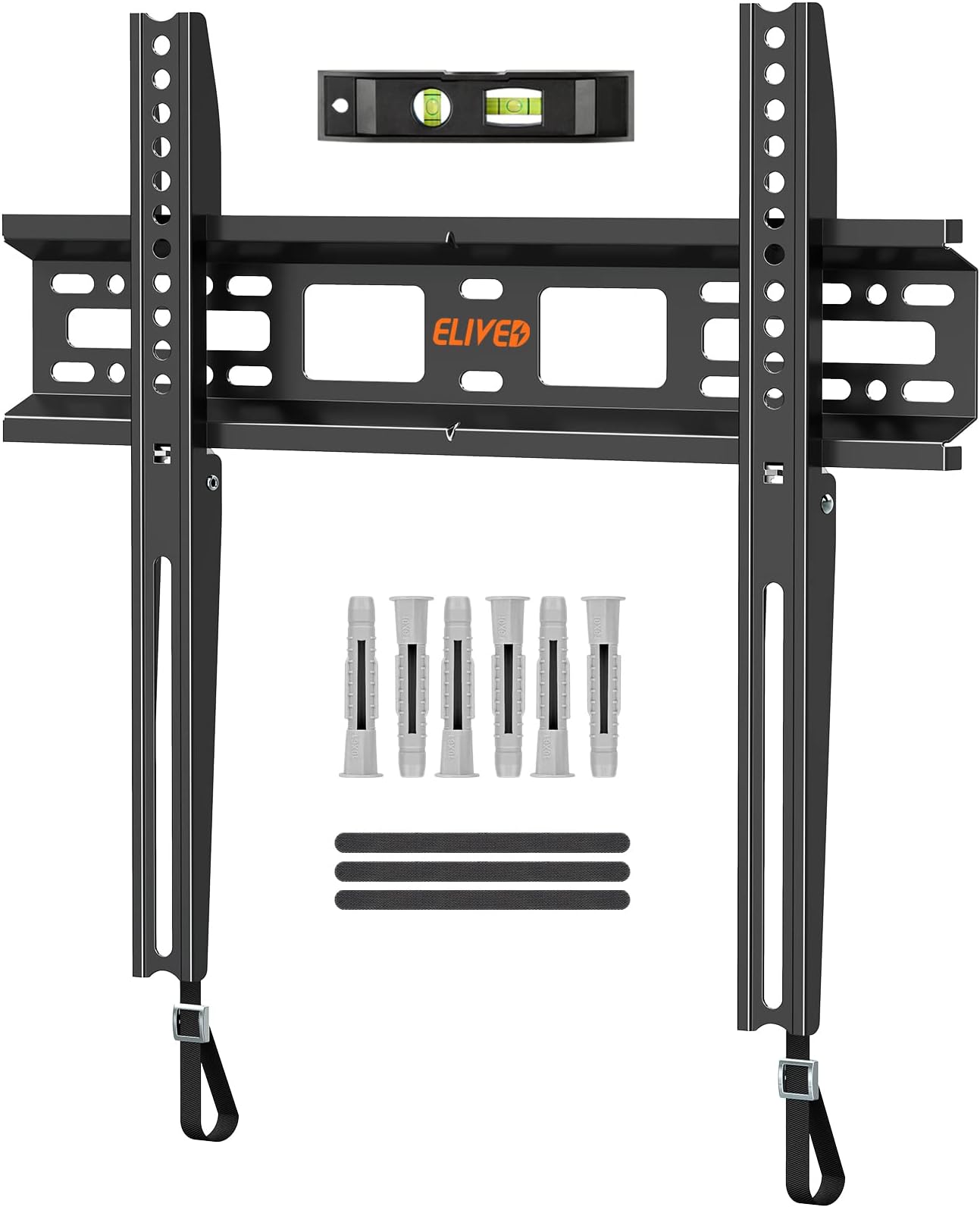 ELIVED Fixed TV Wall Bracket Ultra Slim Wall Mount for Most 26-55 Inch LED, LCD, OLED Flat or Curved TVs with VESA 75x75mm-400x400mm up to 45KG, Low Profile TV Bracket Flat to Wall Design EV029