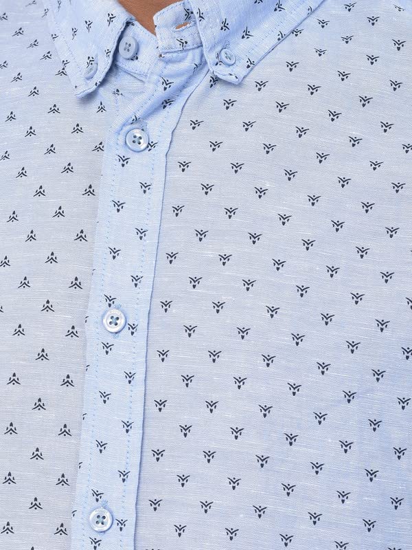 Image of Woodland Mens Linen Cotton Casual Regular Fit Full Sleeves Shirt
