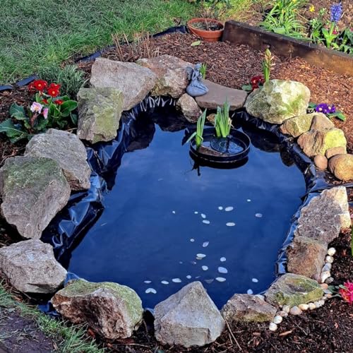 Bassin de jardin et cascades : bâche noire souple étanche - 5