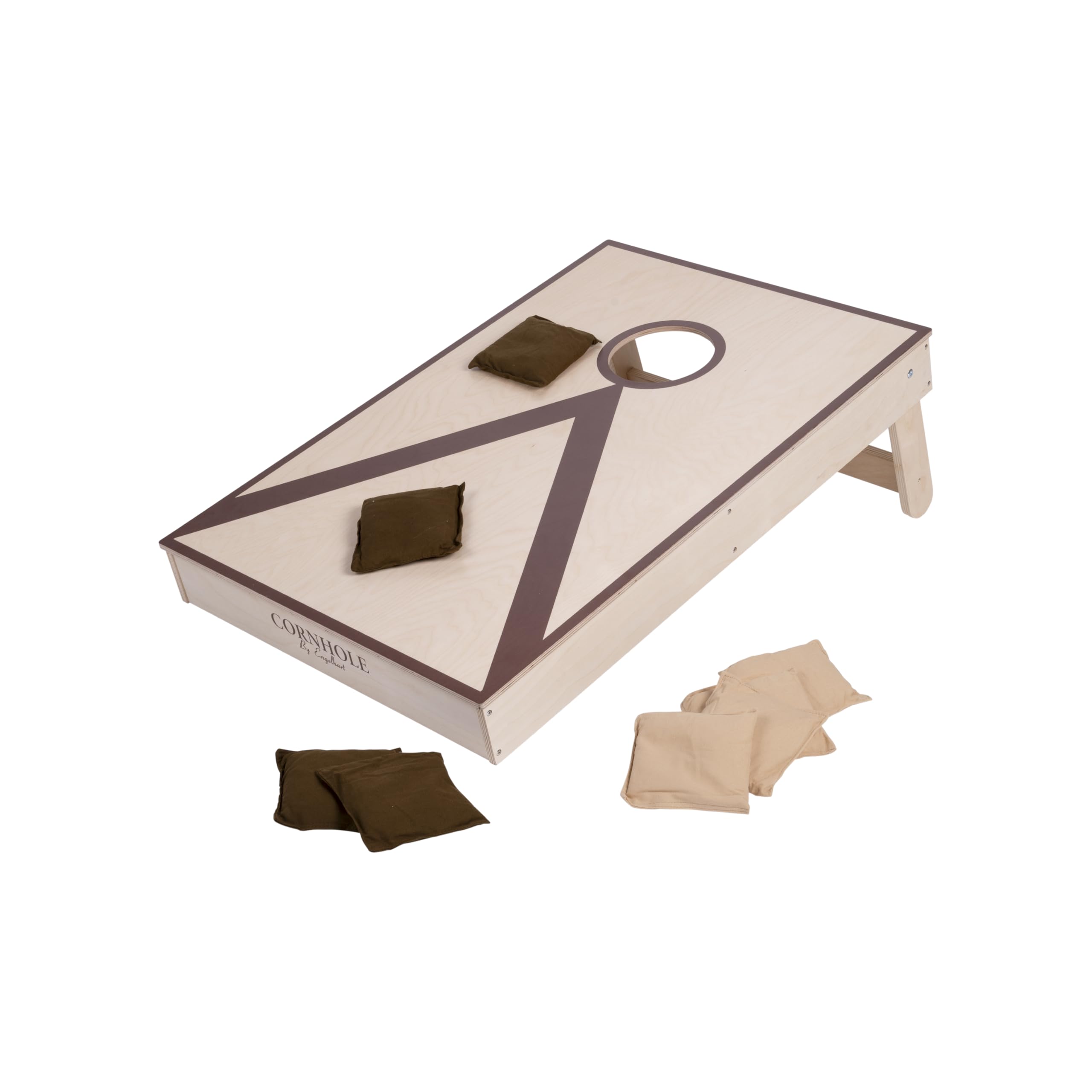 Engelhart – Cornhole in Legno 90 x 60 cm – Gioco di abilità da Esterno e Interno – Tavola in Legno massello – 8 Sacchetti Inclusi