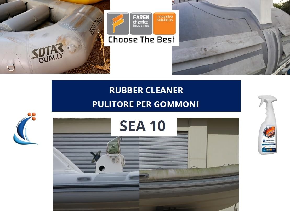 FAREN Sea 10, Nettoyeur pneumatique pour bateaux pneumatiques, idéal pour les marques noires, les graisses, les huiles rapides et efficaces, 750 ml