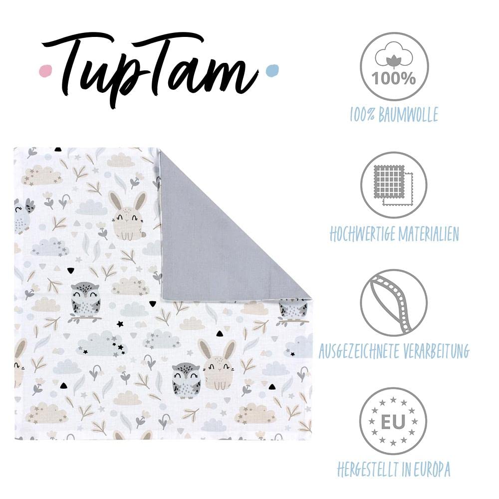 TupTam Fundas de Cojin con Diseño Decorativo para Niños Paquete de 2, Conejo/Búho, 50 x 50 cm