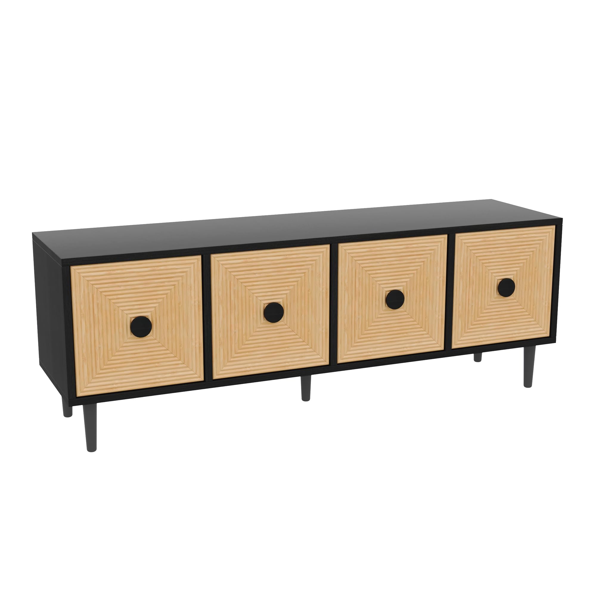Meuble TV moderne noir 150 cm pour ranger vos câbles et box de salon