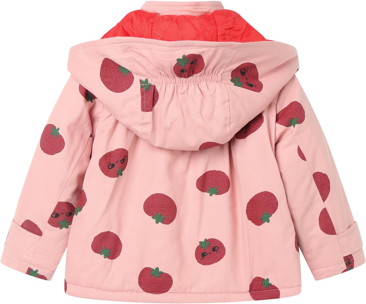 Mud Kingdom Girls Padded Jacket with Hood Tomato Print Pocket Warm Outerwear Zip Up Winter - Image 2